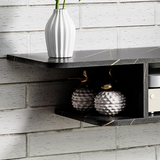 Floating Wall-Mounted TV Unit with Storage Shelves and Cable Management – Media Console, Black