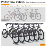 HOMCOM 6 Bike Parking Rack with Detachable Stands – Galvanised Steel Floor or Wall Mounted Bicycle Storage