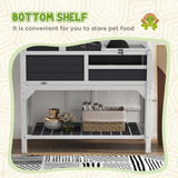 PawHut Two-Level Tortoise House with Adjustable Lamp Holder, Openable Lid and Storage Shelf, Grey