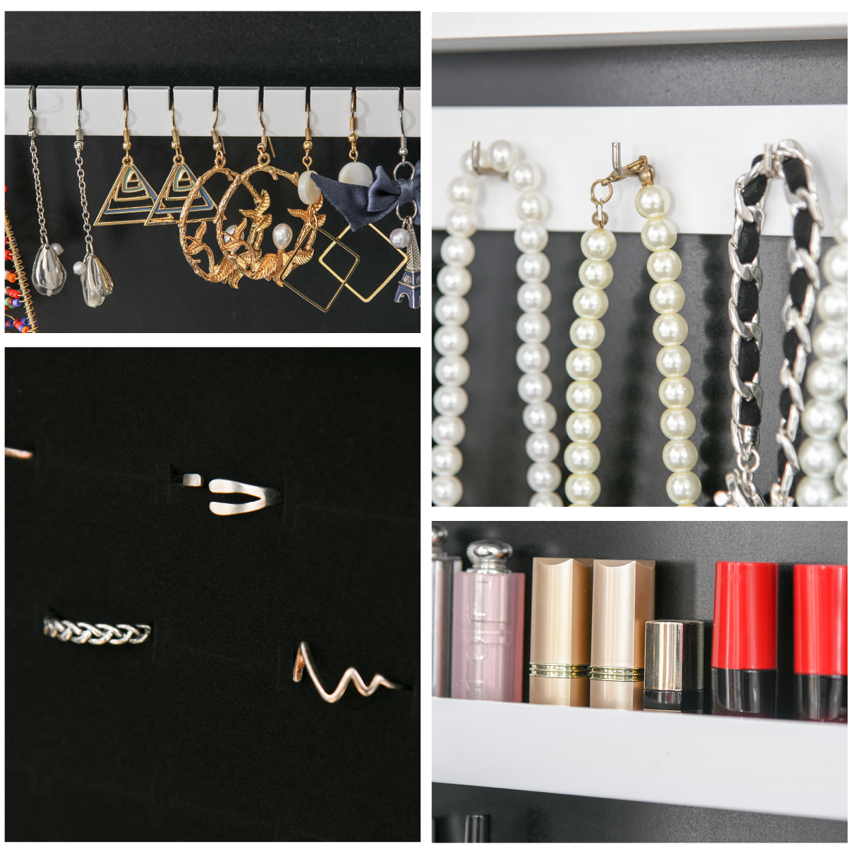 HOMCOM LED Mirrored Jewellery Cabinet with Full-Length Mirror, 36 x 30 x 136 cm – Storage, White