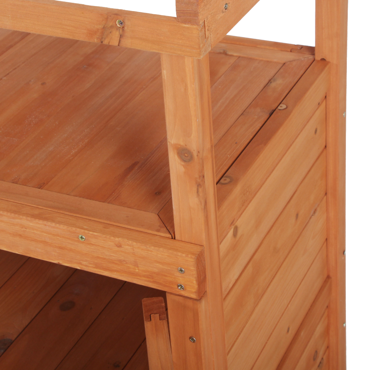 Outsunny 2-in-1 Potting Bench with Storage Cabinet & Galvanised Steel Table Top – Wooden Garden Workstation