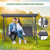 Outsunny Heavy Duty Steel 3 Seater Garden Swing Chair with Canopy & Cushions – Patio Furniture