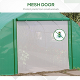 Outsunny Walk-in Garden Greenhouse 3.5 x 3 x 2m with Zippered Roll-Up Door & 6 Mesh Windows – Green