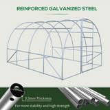 Outsunny 4 x 3m Walk-In Polytunnel Greenhouse with Galvanised Steel Frame & Door – Garden Growing