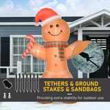 HOMCOM 8ft Inflatable Christmas Gingerbread Man with Internal Lights – Indoor Outdoor Festive Yard Decoration