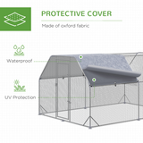 PawHut Walk-In Chicken Run with Roof Cover, Galvanised Steel Coop for 10-12 Chickens – 3.8m Hen House