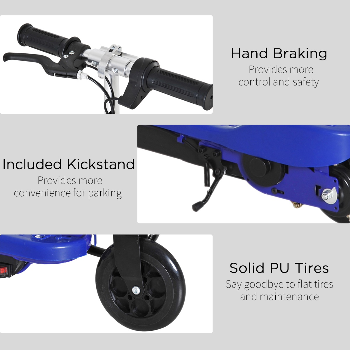 HOMCOM Folding Kids Electric Scooter with Adjustable Height & PU Wheels – Battery Powered, Ages 7-14