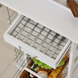 HOMCOM Multifunction Kitchen Island Trolley with Drawer, Side Racks & Storage Cabinet – White