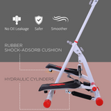HOMCOM Foldable Mini Stepper Step Machine with Handlebar & LCD Display – Home Cardio Fitness, Red