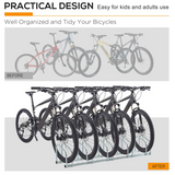 HOMCOM 5 Bike Parking Rack, Galvanised Steel Floor or Wall Mounted Cycle Storage Stand – Garage & Shed