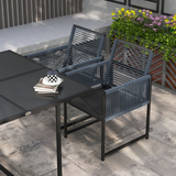 Outsunny 5-Piece Patio Dining Set with Tempered Glass Table & 4 Foldable-Back Chairs – Steel Frame Garden Furniture, Dark Grey