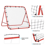 HOMCOM Football Rebounder Net with Adjustable Angle & 20 Elastic Cords – Kids & Adults Training Goal