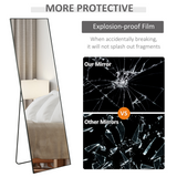 HOMCOM Full Length Mirror 160 x 48.5cm – Floor Standing or Wall Mounted Dressing Mirror, Black Aluminium Frame