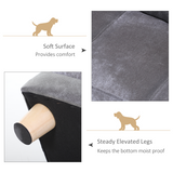 PawHut Pet Sofa Bed for Small Dogs & Cats – Soft Padded Grey Couch with Wooden Frame