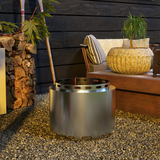 Outsunny Smokeless Wood Burning Fire Pit with Secondary Combustion & Poker, 48.5cm Stainless Steel – Garden Patio Heater, Silver