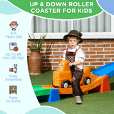 AIYAPLAY 3m Up and Down Kids Rollercoaster with Sliding Car and Non-Slip Steps – Ages 2-5, Multicoloured