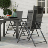 Outsunny 7-Piece Expandable Dining Set for 4–6 with Foldable Armchairs & Tempered Glass Table, Grey