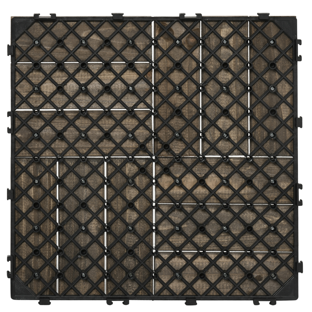 Outsunny 27-Pack Interlocking Decking Tiles, 30 x 30cm – Outdoor Garden Flooring, Grey