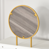 HOMCOM Modern Dressing Table with 2 Drawers and Round Mirror – Particle Board Bedroom Vanity, White