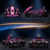 HOMCOM 24V Electric Go Kart for Kids with Music, Horn & Slow Start – Drifting Ride-On, Pink
