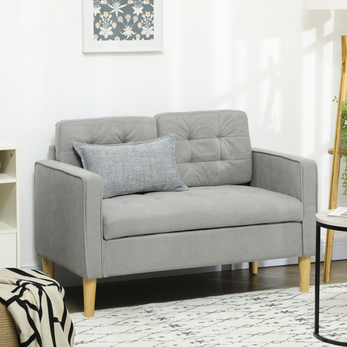 Modern Grey Loveseat Sofa dimensions diagram