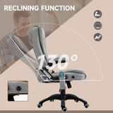 Executive Reclining Office Chair with Heated Massage, Padded Headrest – Height Adjustable Swivel Chair, Grey