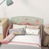 ZONEKIZ Animal Design Toddler Bed Frame with Raised Side Panels – Pink, Ages 3-6