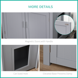 Pawhut Wooden Cat Litter Box Enclosure with Shelves and Magnetic Door – Cat House Furniture, Grey