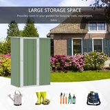 Outsunny Garden Storage Shed with Sloped Roof & Lockable Door, 142 x 84 x 189cm – Tool & Bike Store, Green