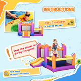 Outsunny Inflatable Bouncy Castle with Slide, Pool & Trampoline, Includes Blower – Kids Garden Play, Multi-Colour