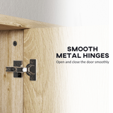 HOMCOM Wall-Mounted Bathroom Mirror Cabinet with Five Shelves and Two Mirrored Doors, Natural