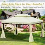 Outsunny 3 x 4m Aluminium Frame Gazebo with Vented Roof, Mesh Netting & Curtains – Garden Shelter, Cream White