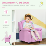 HOMCOM Kids PU Leather Recliner Armchair with Raising Footrest – Child-Size Gaming & TV Chair