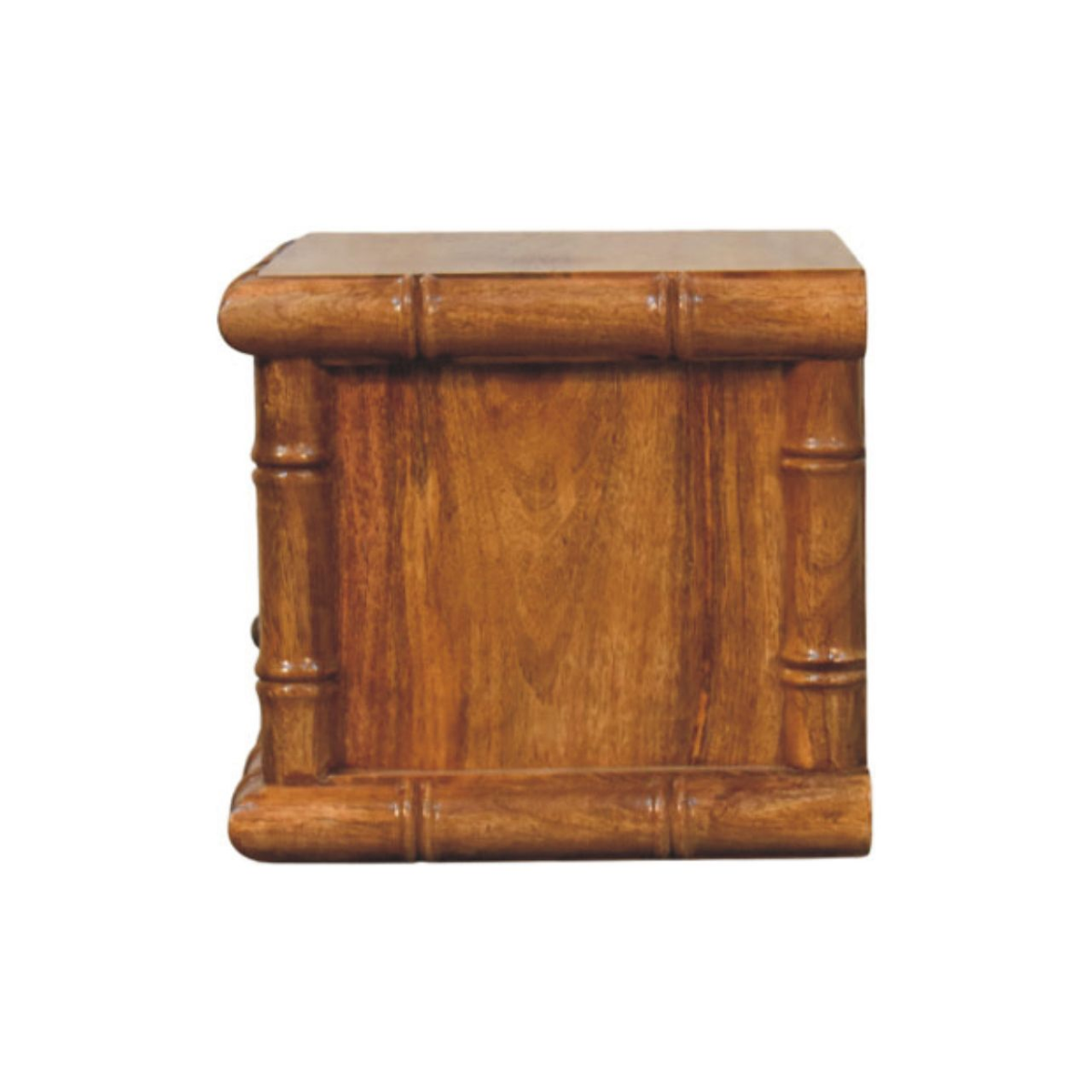 Artisan Furniture Solid Wood Bamboo Open Bedside with 1 Drawer & 1 Shelf – Amber Oak Finish, Brown