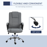 High Back Linen-Look Office Chair with Wide Seat & Rocking Function, Height Adjustable – Home Office Chair, Grey
