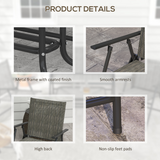 Outsunny Foldable Patio Furniture Set with 2 Armchairs, Loveseat & Glass Side Table – Garden Seating, Grey/Brown