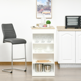 HOMCOM Bar Table with 4-Tier Side Shelves – Compact Kitchen Dining Table, Natural