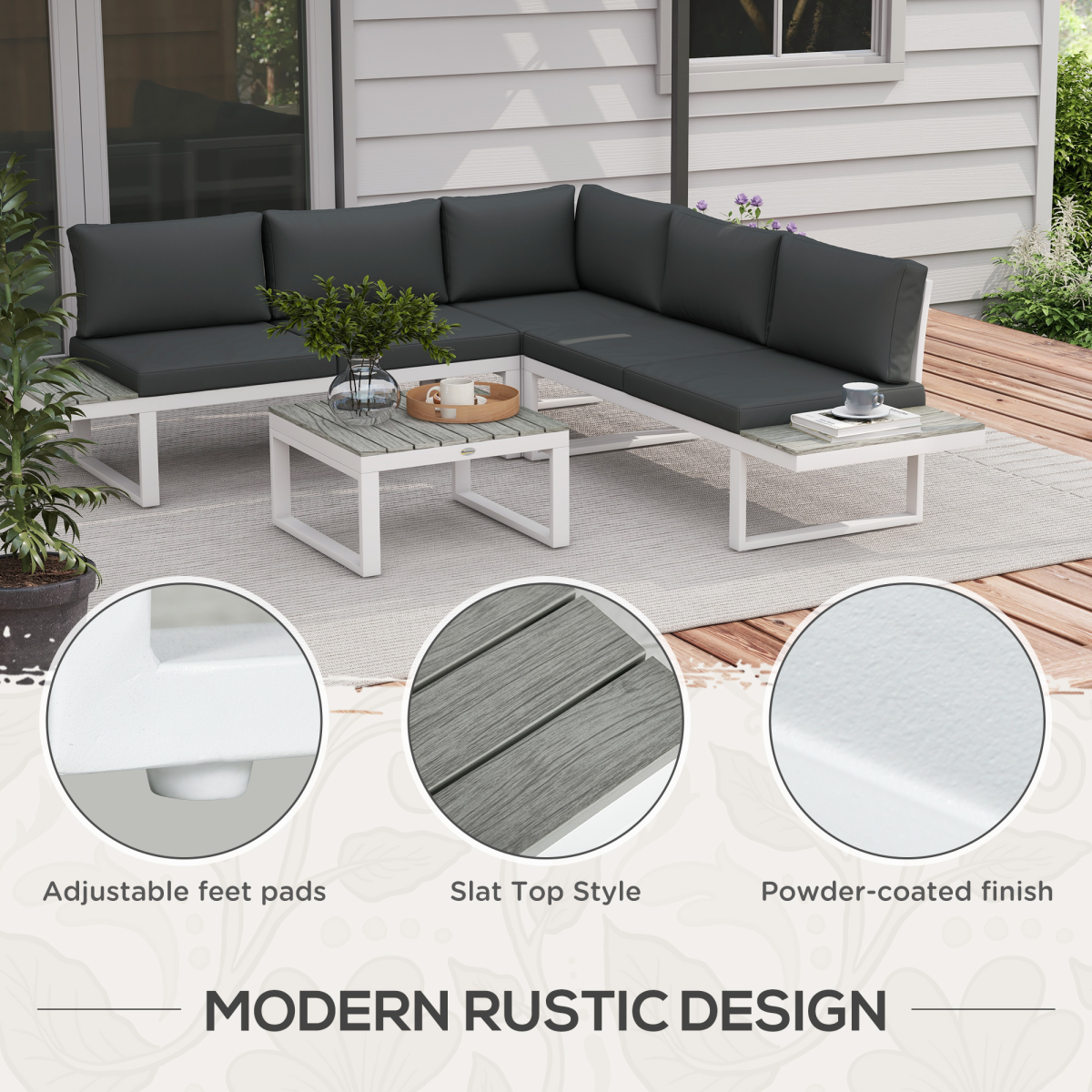 Outsunny Garden Corner Sofa Set side view