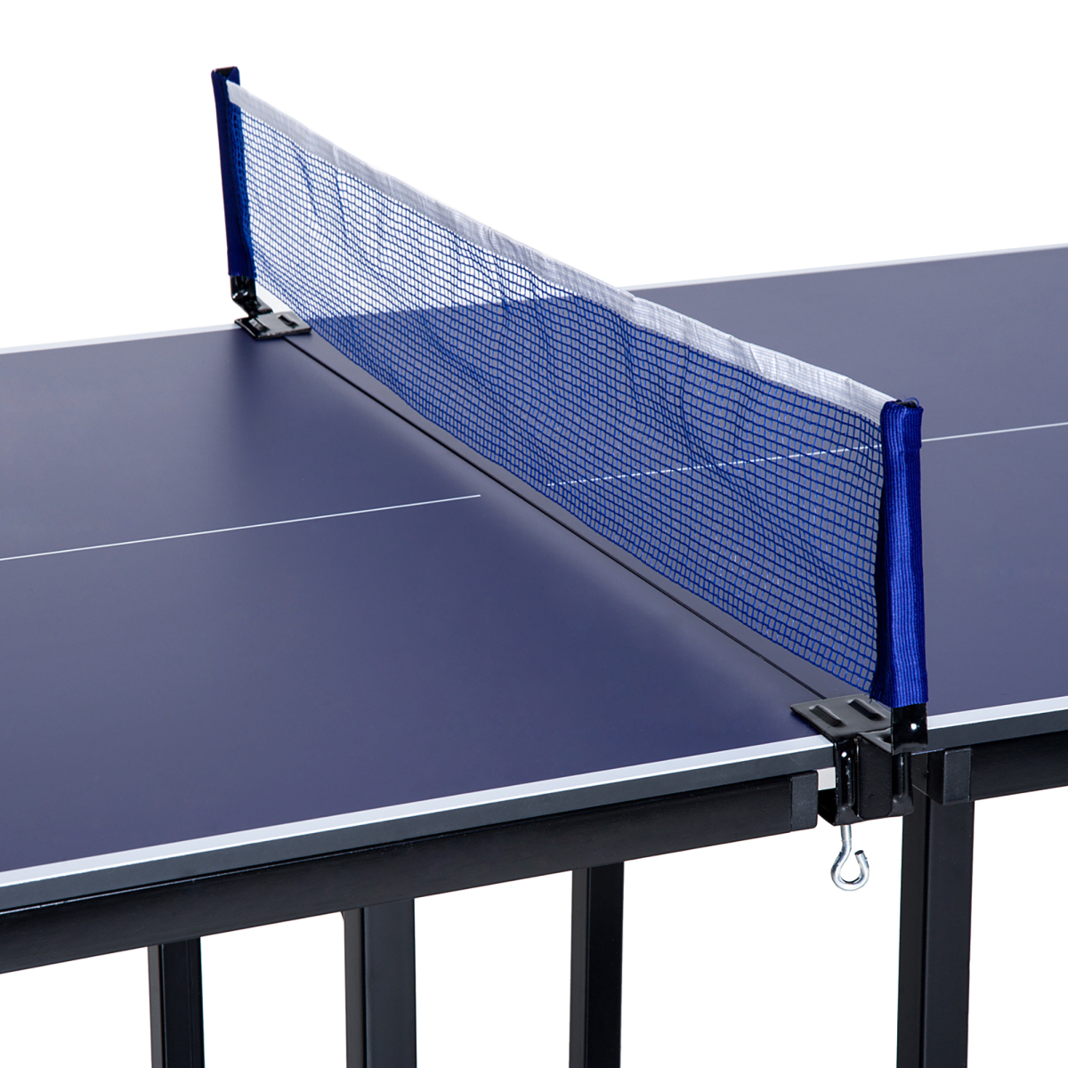 HOMCOM Foldable Table Tennis Table with Net, Steel Frame – Indoor Ping Pong Table, Blue