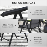 Outsunny 4-Pack Outdoor Rattan Folding Chairs with 7-Position Adjustable Backrest – Steel Frame Garden Seating, Grey/Black