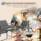 Outsunny 4-Piece Garden Sofa Set with 2 Armchairs, Loveseat & Tempered Glass Coffee Table – Patio Furniture, Grey