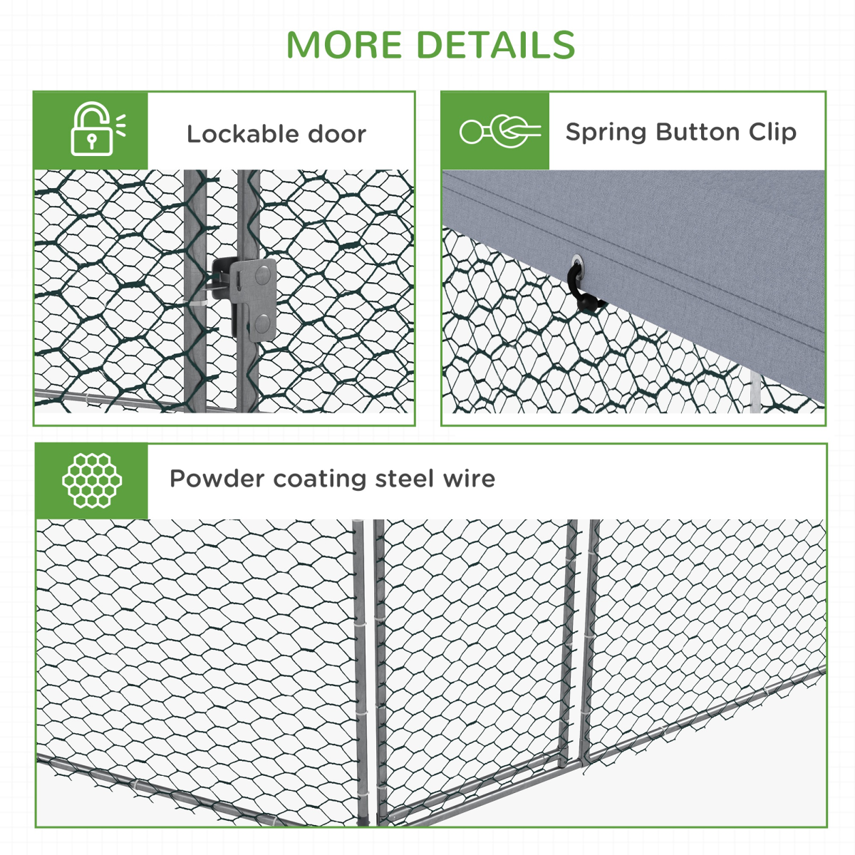 PawHut Walk-In Chicken Run with Cover – Galvanised Steel Coop for 10-15 Chickens, Ducks and Rabbits