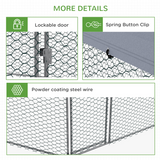 PawHut Walk-In Chicken Run with Cover – Galvanised Steel Coop for 10-15 Chickens, Ducks and Rabbits