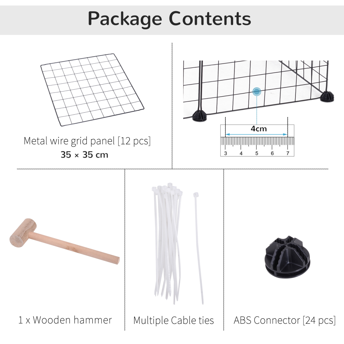 Pawhut 12-Panel Metal Wire Pet Playpen with Non-Slip Connectors – DIY Small Animal Fence, Black