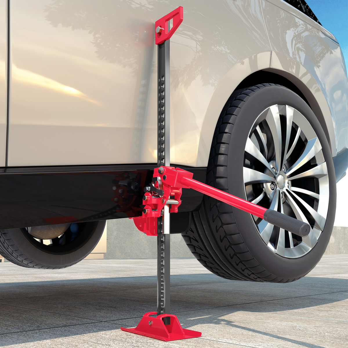 HOMCOM 3 Tonne High Lift Farm Jack, 33" Steel Ratchet Jack with 11–65cm Lift – for 4x4s, Tractors & Trucks, Red