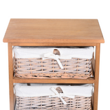HOMCOM 5-Drawer Wooden Storage Unit with Wicker Woven Baskets – Rustic Drawers for Bedrooms & Hallways