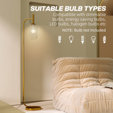 HOMCOM Modern Floor Lamp with Glass Lampshade, Foot Switch for Living Room