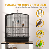 PawHut 59cm Large Bird Cage with Stand, Perches, Food Bowls & Swing – Powder-Coated Steel Aviary, Black