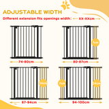 PawHut Adjustable Safety Gate with 2 Extensions and 4 Screws – Pet Gate for Doors and Stairs, Black
