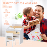 Two-Piece Kids Desk and Chair Set with Drawer and Shelf – MDF Children's Study Table with Storage for Ages 3–6